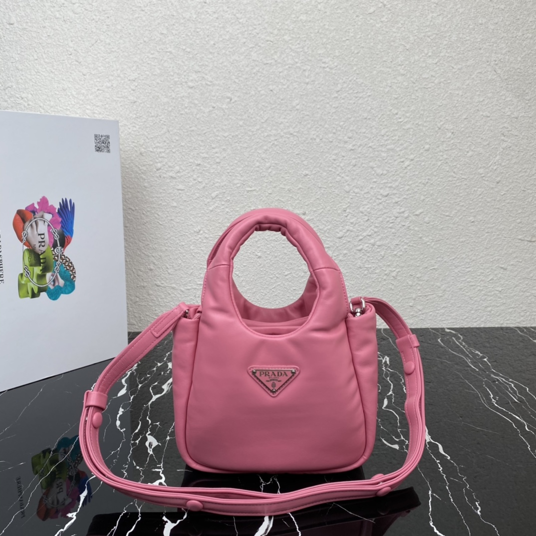 Prada Small Padded Soft Nappa Leather Bag Tote Pink 1BA359